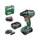 BOSCH AdvancedDrill 18 Akku-Bohrschrauber + Bohrfutteradapter (2 x 2,5 Ah Akkus) im Koffer