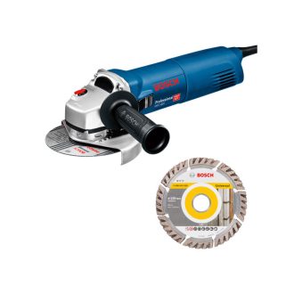   BOSCH Winkelschleifer 125 mm GWS 1400 mit Sanftanlauf / 1400 W + Diamanttrennscheibe