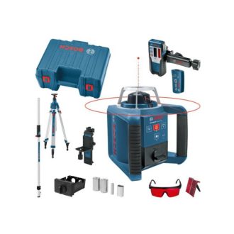   BOSCH Rotationslaser selbstnivellierend GRL300 HV+BT300 Stativ+GR240 Messlatte+LR1 Empfänger+RC1 Fernbedienung IP54