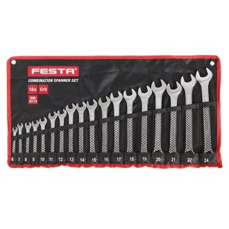 FESTA Schraubenschlüsselsatz 18-teilig 6-24 mm CrV Profi