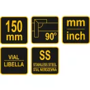 VOREL Wasserwaage Zimmerei rechtwinklig 150 mm Inox