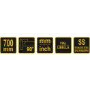 VOREL Wasserwaage rechtwinklig 700 mm Inox