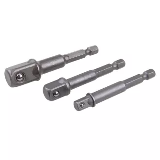   Steckschlüssel-Adaptersatz 3-teilig 1/4" Sechskant -> 1/4", 3/8", 1/2" Vierkant CrV