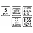 STHOR Schraubbohrer-Set mit Bithalter 5-teilig HSS