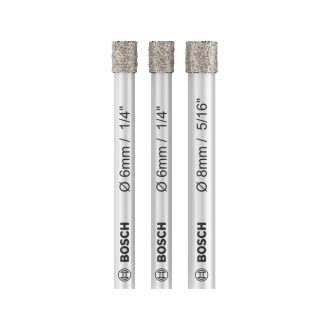   BOSCH PRO Trockendiamantbohrerset 3-teilig (6 / 6 / 8 x 66 mm) mit zylindrischer Spannfläche