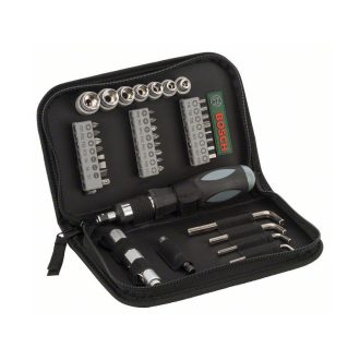   BOSCH Ratschen-Bit- und Steckschlüsselsatz 38-teilig + Taschenlampe