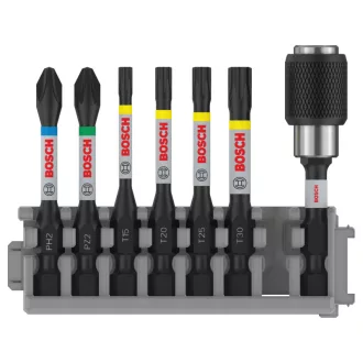   BOSCH PRO Bitset 7 Stk. 50 mm + Halter (PH2, PZ2, T15, T20, T25, T30) Pick & Click