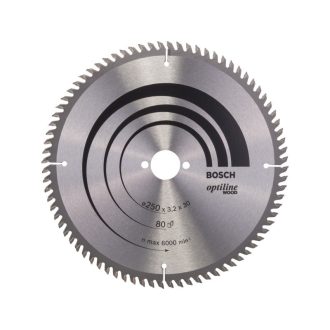   BOSCH Sägeblatt für Holz 250 x 30 x 3,2 mm / 80T Optiline Wood ATB / VW