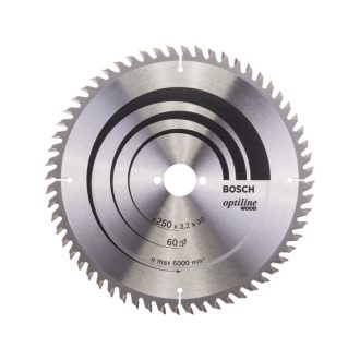   BOSCH Sägeblatt für Holz 250 x 30 x 3,2 mm / 60T Optiline Wood ATB / KW