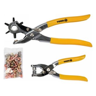   VOREL Leder-Piercingzange mit Revolver und Ledernietzange + 100 Nieten