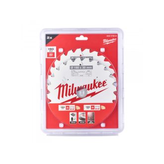   MILWAUKEE Sägeblatt für Holz 190 x 30 x 1,6 mm / 24T (2 Stück)