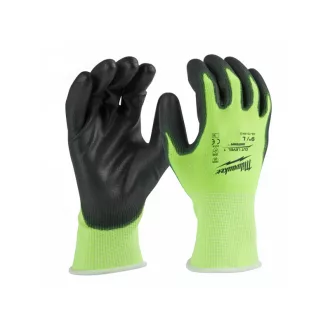   MILWAUKEE Arbeitsschutzhandschuhe schnittfest PU getaucht 1/A - L/9 Hi-Vis