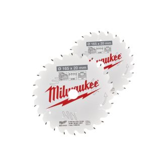   MILWAUKEE Sägeblatt für Holz 165 x 20 x 1,6 mm /40T ATB (2 Stück)