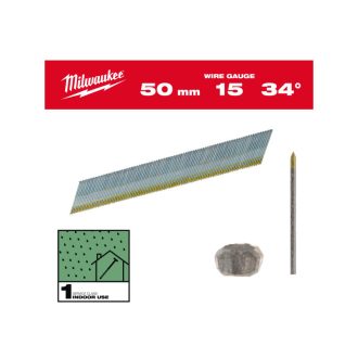   MILWAUKEE Abschlussnägel, D-Kopf, verzinkt 15G 34° SC1 – 1,8 x 50 mm (2500 Stück)