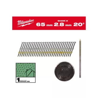   MILWAUKEE Strukturnägel, Rundkopf, blank, 20° SC1 - 2,8 x 65 mm (2000 Stück)