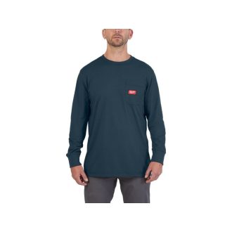 MILWAUKEE Langarm-T-Shirt mit Tasche Blau WTLSBLUII L