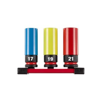   MILWAUKEE Aluminiumrad-Steckschlüssel-Set 3-teilig 1/2" 17/19/21 mm CrMo