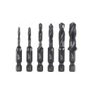 MILWAUKEE Kombiniertes Gewindebohrer-Set 6-teilig 1/4" Sechskant (Bohrer, Gewindeschneider, Entgrater)