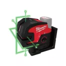 MILWAUKEE Akkubetriebener selbstausrichtender Kreuzlinien- und Punktlaser grün M12 CLL4P-0C (ohne Akku + Ladegerät)