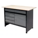 VOREL Werkbank mit Schrank, 5 Schubladen, 1 Tür, 1160 x 600 x 840 mm