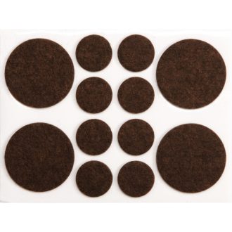   VOREL Selbstklebende, rutschfeste Möbelbeinpolster, rund, braun, Set mit 12 Stück, 20–38 mm