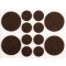 VOREL Selbstklebende, rutschfeste Möbelbeinpolster, rund, braun, Set mit 12 Stück, 20–38 mm