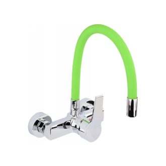   FALA Waschtischarmatur mit wandmontiertem grünem flexiblem Rohr + Zubehör
