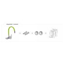 FALA Waschtischarmatur mit wandmontiertem grünem flexiblem Rohr + Zubehör