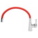 FALA Waschbeckenarmatur mit rotem flexiblem Rohr + Zubehör