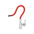 FALA Waschbeckenarmatur mit rotem flexiblem Rohr + Zubehör