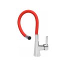 FALA Waschbeckenarmatur mit rotem flexiblem Rohr + Zubehör