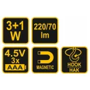 VOREL Batterie-LED-Lampe 3+1W