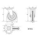 VOREL Industrierad-Schwenkgabel 75 mm 75 kg