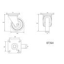 VOREL Industrierad-Schwenkgabel 125 mm 50 kg