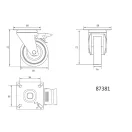 VOREL Industrierad mit Schwenkgabelbremse 50 mm 20 kg