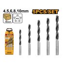 INGCO Bohrerset für Holz, 5-teilig, 4-10 mm