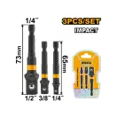 INGCO Steckschlüsseladapter 3-teilig 1/4" Hex-->1/2", 1/4", 3/8"