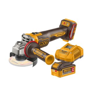   INGCO Akku-Winkelschleifer 125 mm, bürstenlos, 20 V (1 x 4,0 Ah Akku + Ladegerät)
