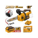 INGCO Akku-Kettensäge 300 mm bürstenlos 20 V (2 x 4,0 Ah Akku + Ladegerät)