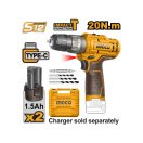 INGCO Akku-Schlagbohrschrauber 20 Nm 12 V (2 x 1,5 Ah Akku, ohne Ladekabel)