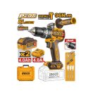 INGCO Akku-Schlagbohrschrauber 96 Nm bürstenlos 20 V (2 x 4,0 Ah Akku + Ladegerät)