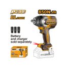 INGCO Akku-Schlagschrauber 1/2" 850 Nm bürstenlos 20 V (ohne Akku und Ladegerät)