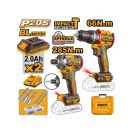 INGCO Akku Power Pack 20 V Schlagbohrschrauber 66 Nm + Schlagschrauber 1/4" 285 Nm (2 Akkus + Ladegerät)