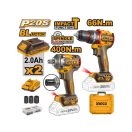 INGCO Akku-Power-Set 20 V Schlagbohrschrauber 66 Nm + Schlagschrauber 1/2" 405 Nm (2 Akkus + Ladegerät)