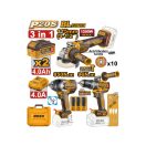 INGCO Akku-Power-Set 20 V Schlagbohrschrauber 66 Nm + Winkelschleifer 115 mm + Schlagschrauber 850 Nm