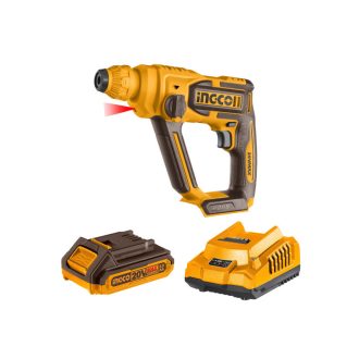   INGCO Akku-Schlagbohrer 1,5 J SDS-Plus kohlebürstenfrei 20 V (1 x 2,0 Ah Akku + Ladegerät)