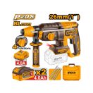 INGCO Akku-Kombihammer 2,5 J SDS-Plus bürstenlos 20 V (2 x 4,0 Ah Akku + Ladegerät)