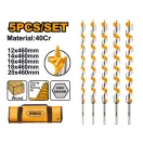 INGCO Spiralbohrer-Set für Holz 5-teilig 12-20 mm / 460 mm