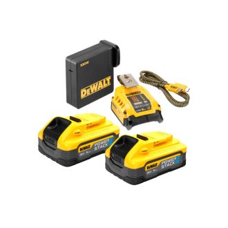   DEWALT Powerstack Akku- und Ladegerät-Set USB 18 V 5 Ah (2 x 1,7 Ah Akkus) DCB094H2