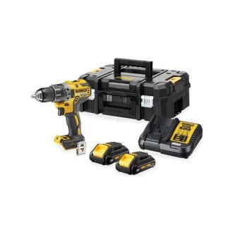   DEWALT Akku-Bohrschrauber 18 V ohne Kohlebürste (2 x 3,0 Ah Akku + Ladegerät + TSTAK) DCD791L2T